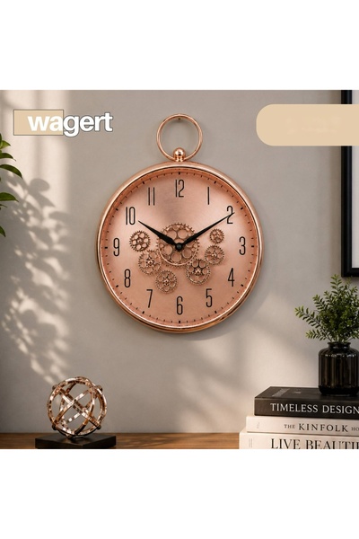 CEZVE HOME Metal Wall Clock with Wheel Detail - Retro Design Living Room Clock