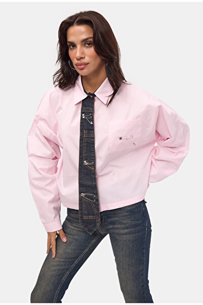 it's basic Women's Pink Oversize Special Design Shirt