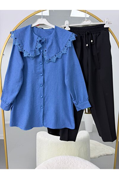EC MODA Lace Collar Detailed Trouser Suit