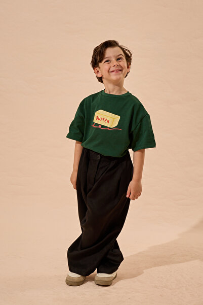 Fahhar Kids Tensel plisirane pantalone crne boje