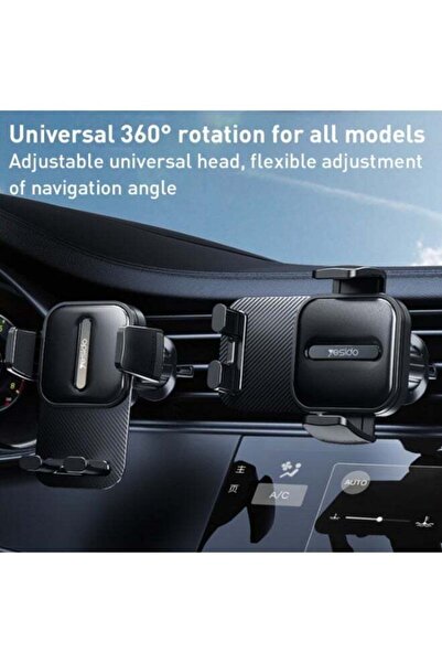 Yesido C167 Air Vent Phone Holder, Universal Car Mount with Adjustable Clamp, Secure Anti-Slip Grip, 360° Rotation, Quick Install, Compatible with All Smartphones – Black