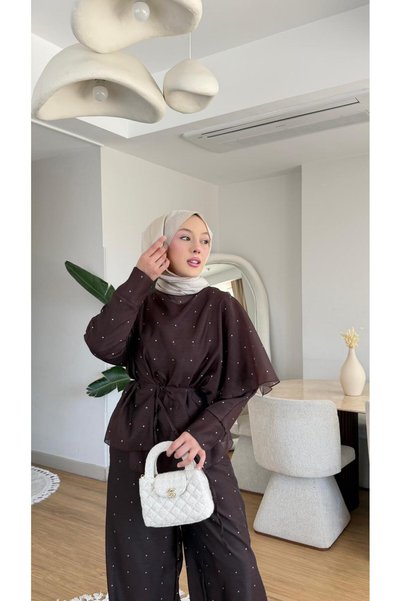 NİLNUR MODA Yeni Sezon Kadın Marcella Puantiye Desen Takım