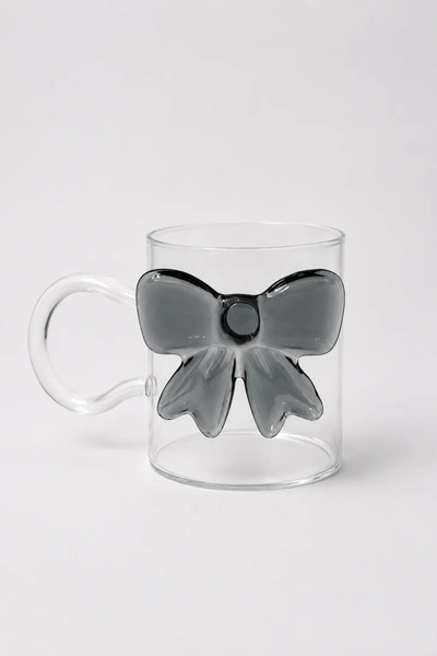Bereketli Store Clasy Bowknot Borosilicate Glass Mug – Heat Resistant Transpa...