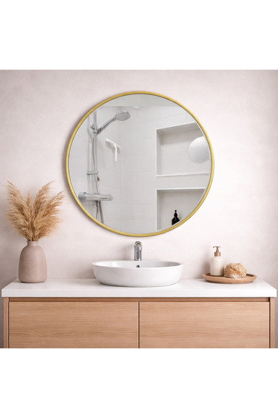 CMHOME ROUND LED BATHROOM MIRROR 60X60CM MATT GOLD FRAME