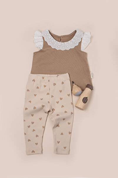 Vauva Girl's Daily Set with Lace Collar and Cotton Underwear, Summer Set, 6-3...