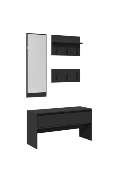 vidaxl Set de mobilier pentru hol, 4 piese, negru, lemn prelucrat