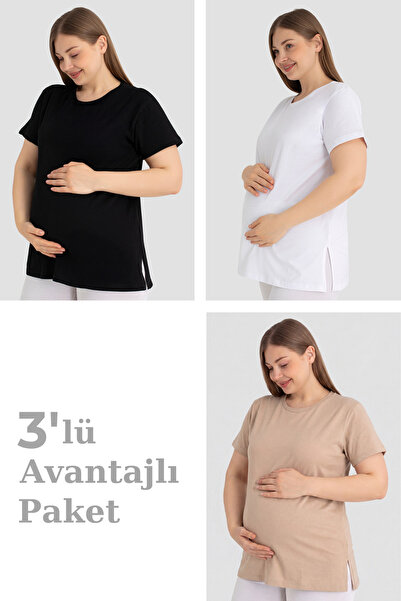 Arma Yıldız Tricouri de maternitate din bumbac cu mânecă scurtă, pachet de 3 ...
