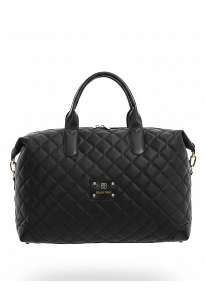 Miami Polo Large Size Printed Black Luggage Style Hand and Shoulder Bag