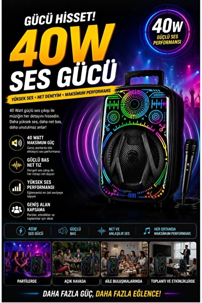 Teknolojimburada Büyük Boy Ultra Bluetooth Hoparlör Karaoke Ses Sistemi Kolon...