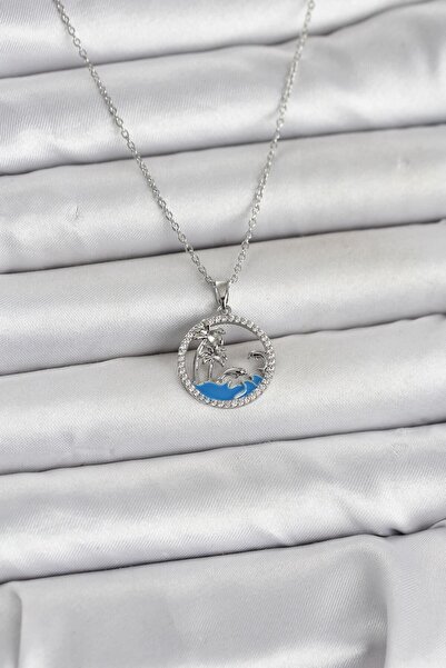 OGHAMAY 316L Steel Chain Silver Color Zircon Stone Sea Themed Women's Necklace