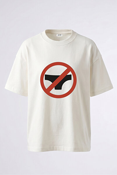 Anetos Tricou oversize alb din bumbac, cu imprimeu pe spate, fără design de l...