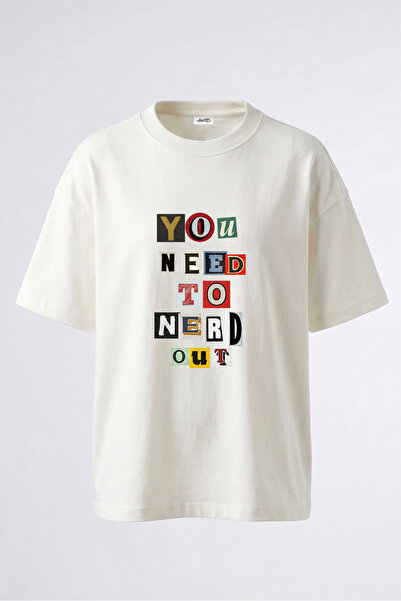 Anetos Tricou oversize alb din bumbac cu imprimeu pe spate Ransom Note Design