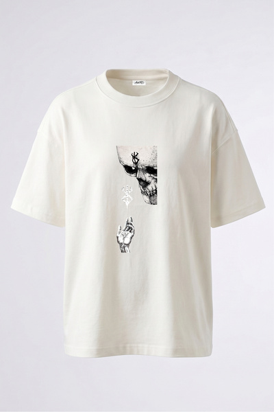 Anetos Berserk Brand Sacrifice Design, pamučna bela oversize majica sa zadnji...