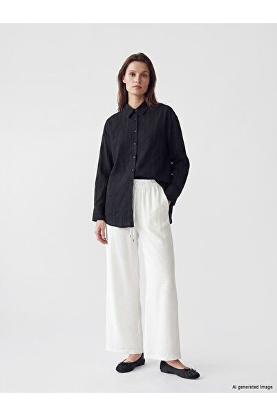 LC Waikiki Lcw Modest White Elastic Waist Wide Leg Women's Pants