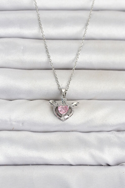 OGHAMAY 316L Steel Chain Silver Color Winged Heart Model Women's Necklace