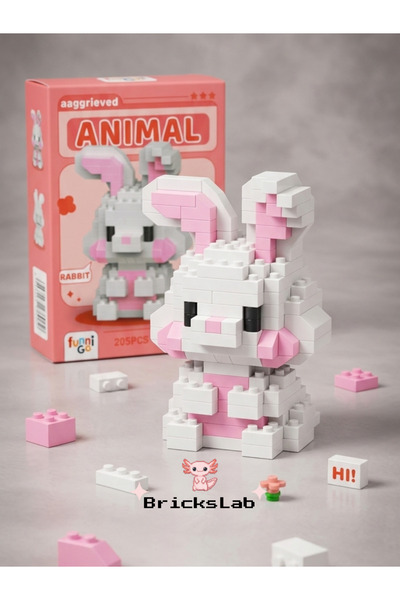 Bricks Mikro Blok Tavşan Figürü Mini Yapım Seti Koleksiyonluk Dekoratif Figür 6+