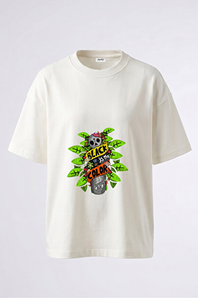 Anetos Tricou oversize alb din bumbac cu imprimeu pe spate cu design Graffiti...