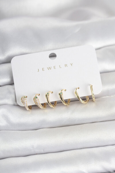 OGHAMAY Brass Gold Color Snake Model Women's Earring Set