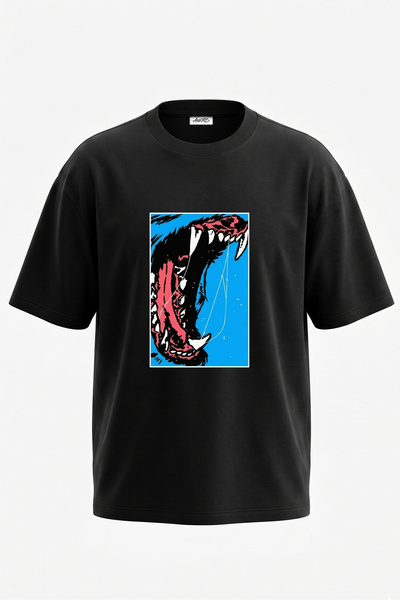 Anetos Tricou oversize negru din bumbac cu imprimeu pe spate Kurt Agiz Design
