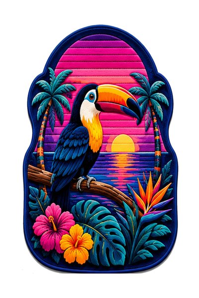 Rugs Modern Halı Sdt Special Cut Tropical Toucan Bird Patterned Navy Blue Wov...