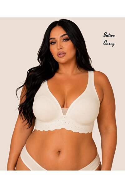 İntive Lingerie Intive Curvy Front Transparent Tulle Breathable Plus Size Sea...