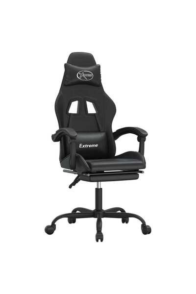 vidaxl Scaun de gaming cu suport picioare, negru, piele ecologică