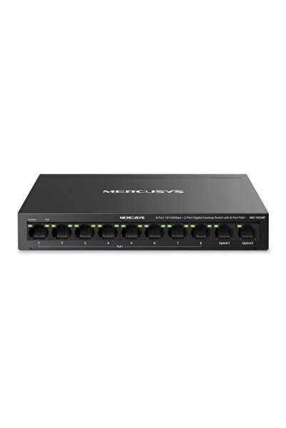 Mercusys Switch PoE+ de birou cu 10 porturi, cu 8 porturi PoE+ și 2 uplinks G...