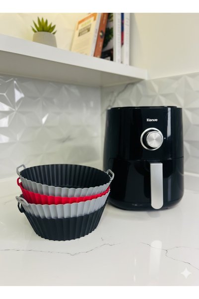 Lexa 1 Piece Airfryer Mold Fireproof Non-Stick Washable Round Silicone with Handle (Any Color Will Be Sent)
