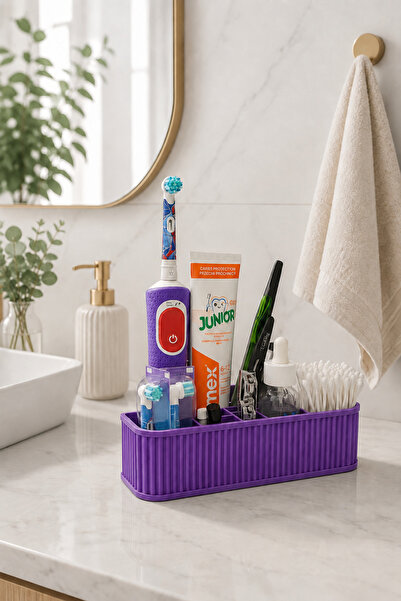 Arvella Studio Multi-Compartment Bathroom Organizer-Toothbrush Holder Makeup ...