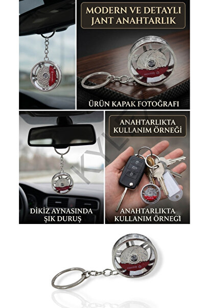KYLE XM Breloc cu jantă metalică cu disc de frână Araç Jand - Accesoriu și ca...