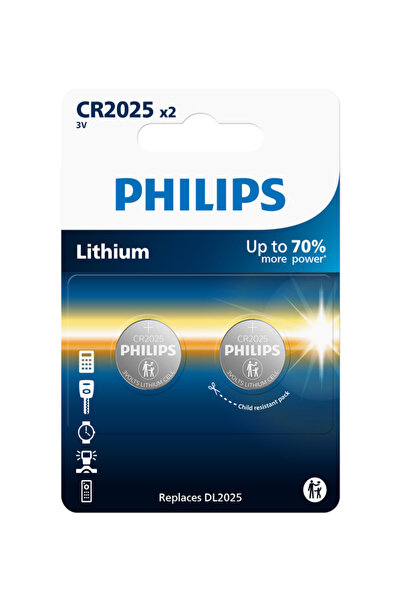 Philips CR2025 3V Lityum Düğme Pil,saat ve Kumanda Pili - DL2025 Muadili - CR...