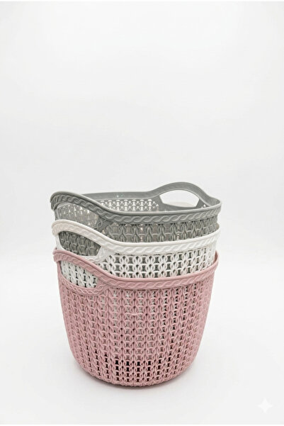 Mira Home Round Woven Basket 13L - Multicolor set of 3
