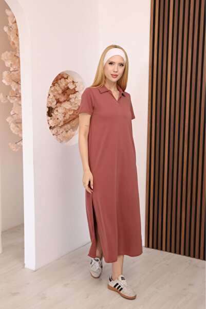 Mersella Elara Women's Slit Detailed Long Dress – Oysho Fabric Comfortable Fit