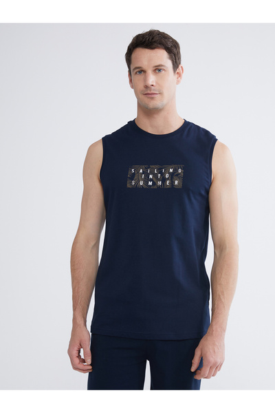 LC Waikiki Crew Neck Printed Jersey Man Sleeveless T-Shirt