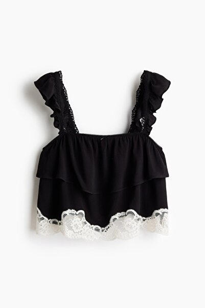 H&M Dantel Şeritli Pijama Üstü