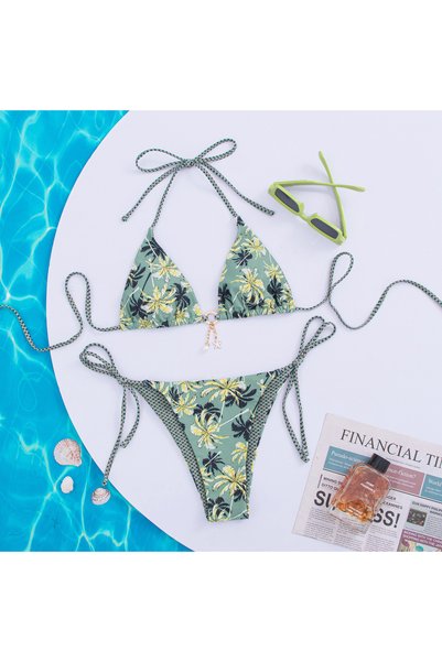 Plaja biz Costum de baie doua piese cu slip brazilian , sutien cu perinite detasabile Zanzibar Verde