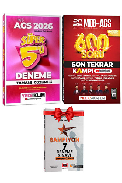 İndeks Akademi 2026 MEB-AGS Süper 5'li Deneme+Son Tekrar Kampı 600 Soru Banka...