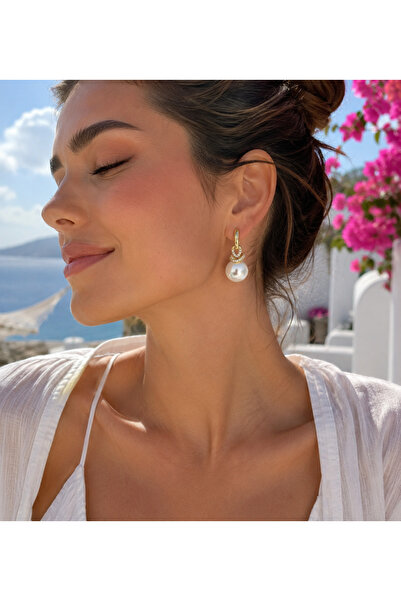 SoulSisco Jewellery Vintage Görünümlü İnci Gold Küpe