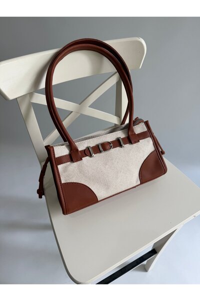 Mia Collection حقيبة يد وكتف نسائية من طراز تونس، لون كتان بني