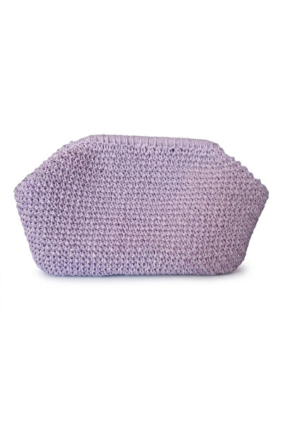 Kağıt ip lila burslu portföy clutch el çantası