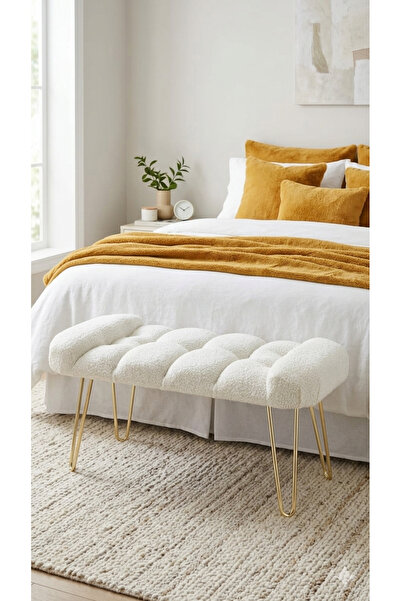 MervishDecor Gold Ayaklı Bench Puf Bank 80x40 cm – Antre Pufu, Yatak Ucu Pufu...