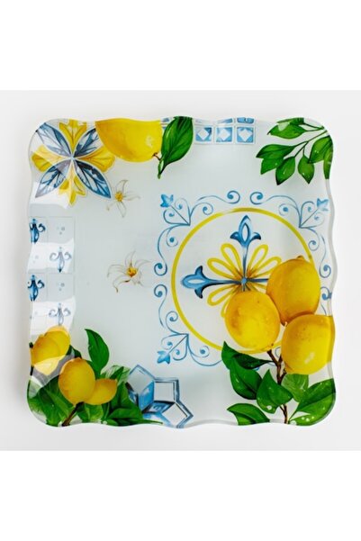 OEM Set 6 farfurii de sticlă cu model de lămâie 25x25cm