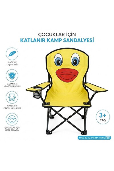 FİSHCOİN Kids 2-6 Yaş, Civciv Figüranlı Mini Çoçuk Kamp Piknik Sandalyesi