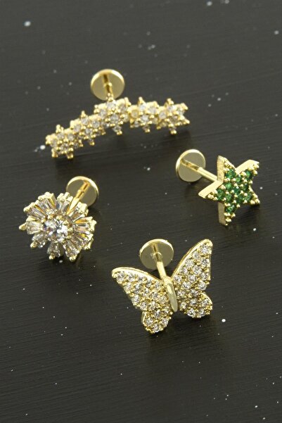 Genel Markalar SVL-SHOP Tragus Zirkon Taşlı Piercing 1 (00517) Adet-Gümüş Rengi