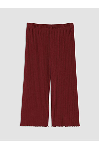 LC Waikiki Bordo Geniş Paça Kadın Fitilli Kapri Pijama Altı
