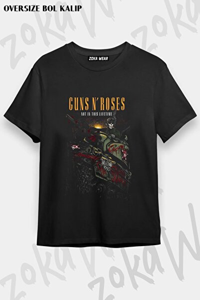 ZOKAWEAR Unisex Loose Fit Guns N Roses V45 Printed T-Shirt