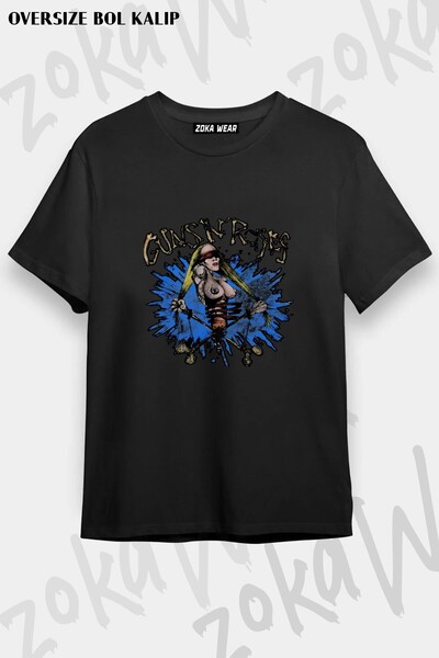 ZOKAWEAR Unisex Loose Fit Guns N Roses V18 Printed T-Shirt