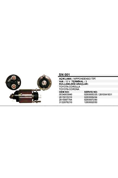 REMARK MARŞ OTOMATİĞİ 12V TOYOTA COROLLA-CORONA 28150-15010 NIPPONDENSO TİP