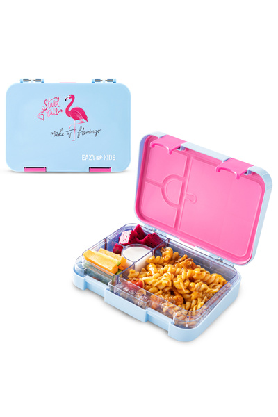 Eazy Kids 4 Compartment Bento Lunch Box – Leakproof BPA Free Food Container f...