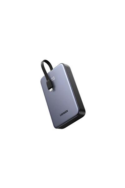 Ugreen PB505 20000mAh 20W Power Bank cu cablu USB-C retractabil, Gri